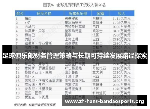 足球俱乐部财务管理策略与长期可持续发展路径探索